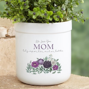 Floral Love For Mom Personalized Outdoor Flower Pot, Personalized Gift for Her, Mother's Day Gift, Gift for Mom