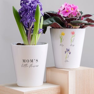 Birth Month Flower Personalized Mini Flower Pot, Personalized Gift for Her, Mother's Day Gift, Gift for Grandma, Flower Pot, Planter