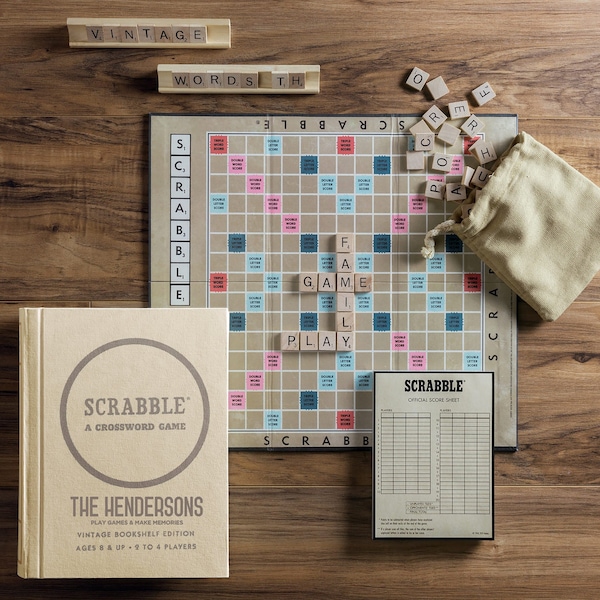 Scrabble® Personalized Vintage Bookshelf Edition Board Game, Personalized Games, Game Lovers, Family Gift