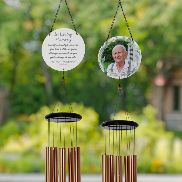 Serene Memorial Personalized Photo Wind Chimes, Personalized Gift for Memorial, Memorial Home Decor, Bereavement Gift, Sympathy Gift