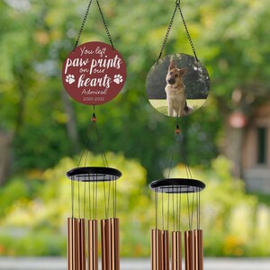 Paw Prints On My Heart Personalized Memorial Photo Wind Chimes, Gift for Memorial, Custom Memorial, Bereavement Gift, Sympathy Gift