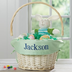 Personalized Light Green Easter Basket with Liner, Easter Baskets, Easter Gifts, Easter Gifts for Kids, Personalized Easter Basket