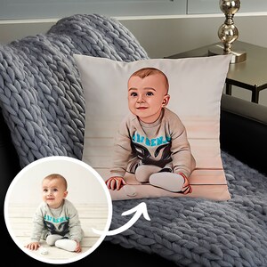 Cartoon Yourself Personalized Throw Pillow, Family Photo Pillow, Gifts for Her, Gifts for Him, Family Customized Pillow, Decorative Pillow