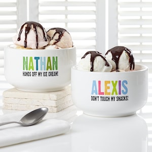 All Mine! Personalized 14 oz. Snack Bowl, Personalized Kitchen Gifts, Custom Bowl, Cereal Bowl, Stocking Stuffer, Kid Gifts