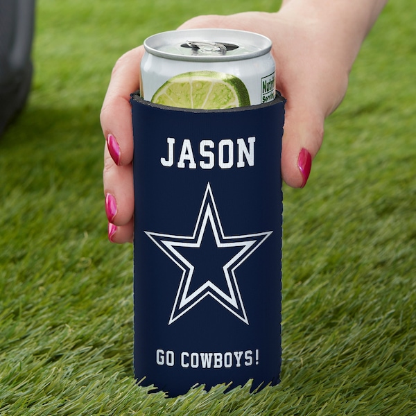 NFL Dallas Cowboys Personalized Slim Can Cooler, Gifts for Him, Football Gift, Father's Day Gifts, Gifts for Dad