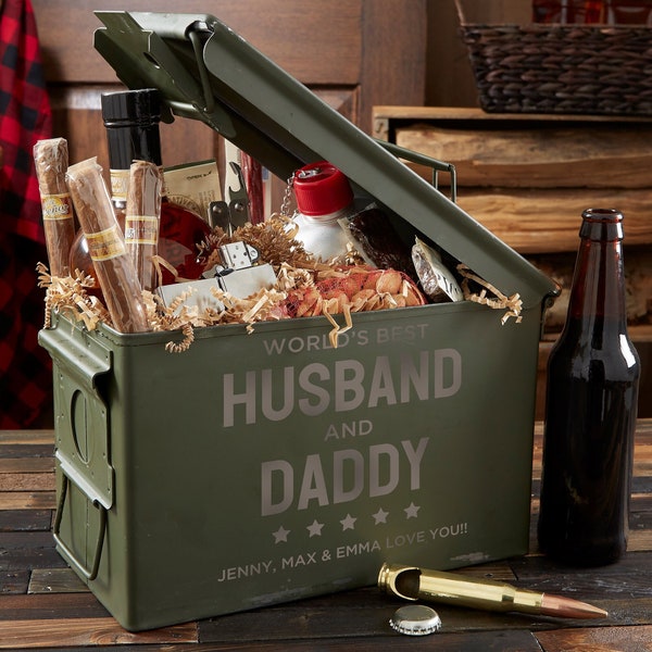 Friend, Husband, Daddy Personalized Ammo Box, Groomsmen Gifts, Gifts for Men, Father's Day Gifts, Grandpa Gift, Personalized Gifts for Dad