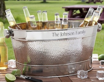 Stainless Steel Personalized Party Tub, Party Gifts, Party, Housewarming Gifts, Wedding Gift, Engraved Galvanized Beverage Tub