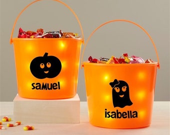 Halloween Character Personalized Light Up Treat Bucket, Trick or Treat Bucket, Candy Bucket, Trick or Treating, Kids Halloween Bucket