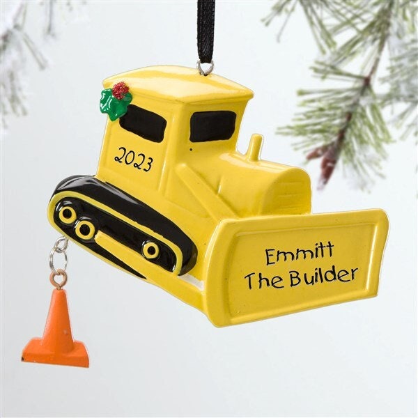 Little Bulldozer© Personalized Ornament, Christmas Ornaments for Kids, Kids Christmas Ornaments, Christmas Decor