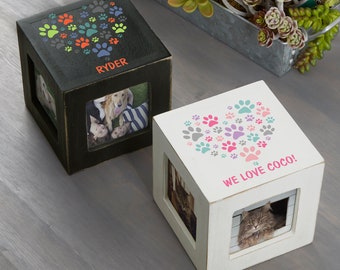 Pet Memorial Gifts Gifts for Pet Sympathy Paws On My Heart Personalized Photo Cube