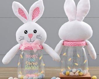 Personalised Bunny Gonk Jar fill with Treats Sweets Eggs Happy Easter Gift Name