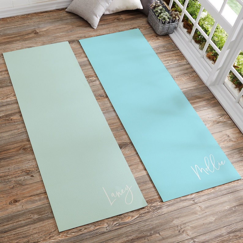 Trendy Script Personalized Yoga Mat, Gifts for Her, Yoga Accessories, Yoga, Yoga Lovers, Yoga Gift, Meditation Gift, Stress Relief image 1
