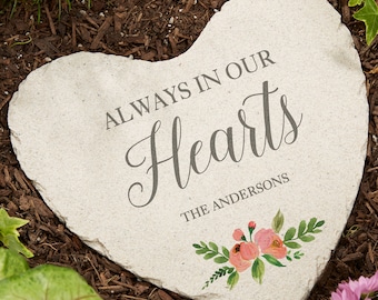 Personalized Memorial Garden Large Heart Garden Stone – Custom Name Remembrance Marker – Sympathy Family Gift