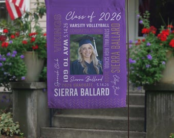Graduation Photo Banner, Custom Graduation Photo Flag, Personalized Graduation Banner, Graduation Garden Flag, Custom Graduation Party, 2025