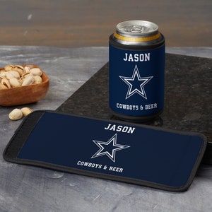 NFL Dallas Cowboys Personalized Can & Bottle Wrap, Sport Gifts, Personalized Gifts for Dad, Gifts for Him, Beer Gifts
