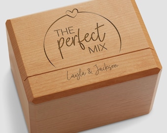 The Perfect Mix Personalized Recipe Box, Gifts for Mom, Gifts for Her, Valentine's Day, Mother's Day, Custom Recipe Box, Wood Recipe Box