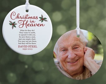 Christmas In Heaven Personalized Memorial Ornament, Christmas Gifts, Custom Ornaments, Sympathy Gifts, Custom Memorial Gifts