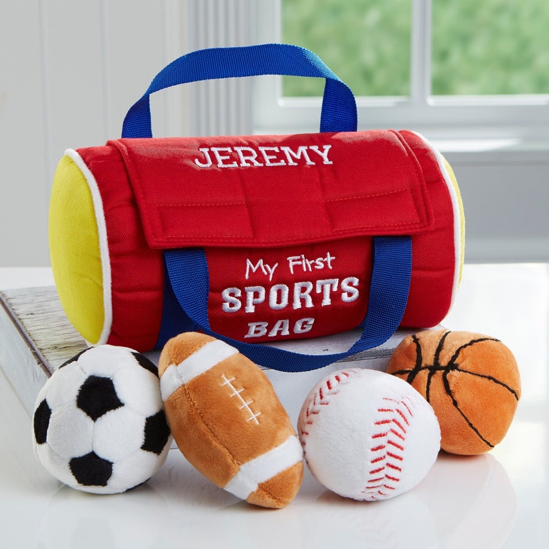 Embroidered My First Mini Sports Bag by Baby Gund®, Personalized Toys, Personalized Toys for Kids, Kids Toys, New Baby Gifts, Baby Gifts afbeelding 1