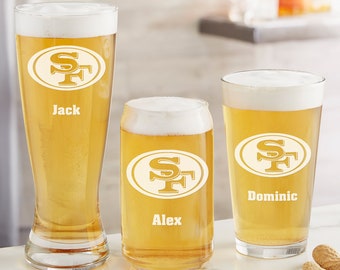 NFL San Francisco 49ers Personalized Beer Glass, Gifts for Him, Football Gift, Personalized Gifts for Dad, Personalized Gifts