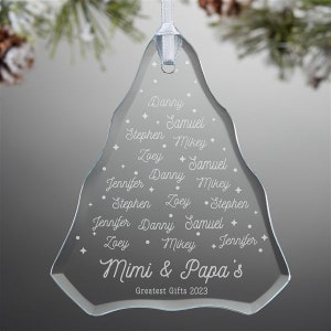 Grandkids Christmas Tree Engraved Glass Ornament, Gifts for Grandparents, Custom Christmas Ornaments, Christmas Decor