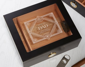 Top Shelf Dad Premium Black Engraved Cigar Humidor, Gifts for Him, Fathers Day Gifts, Cigar Box, Wood Cigar Box, Customer Cigar Humidor