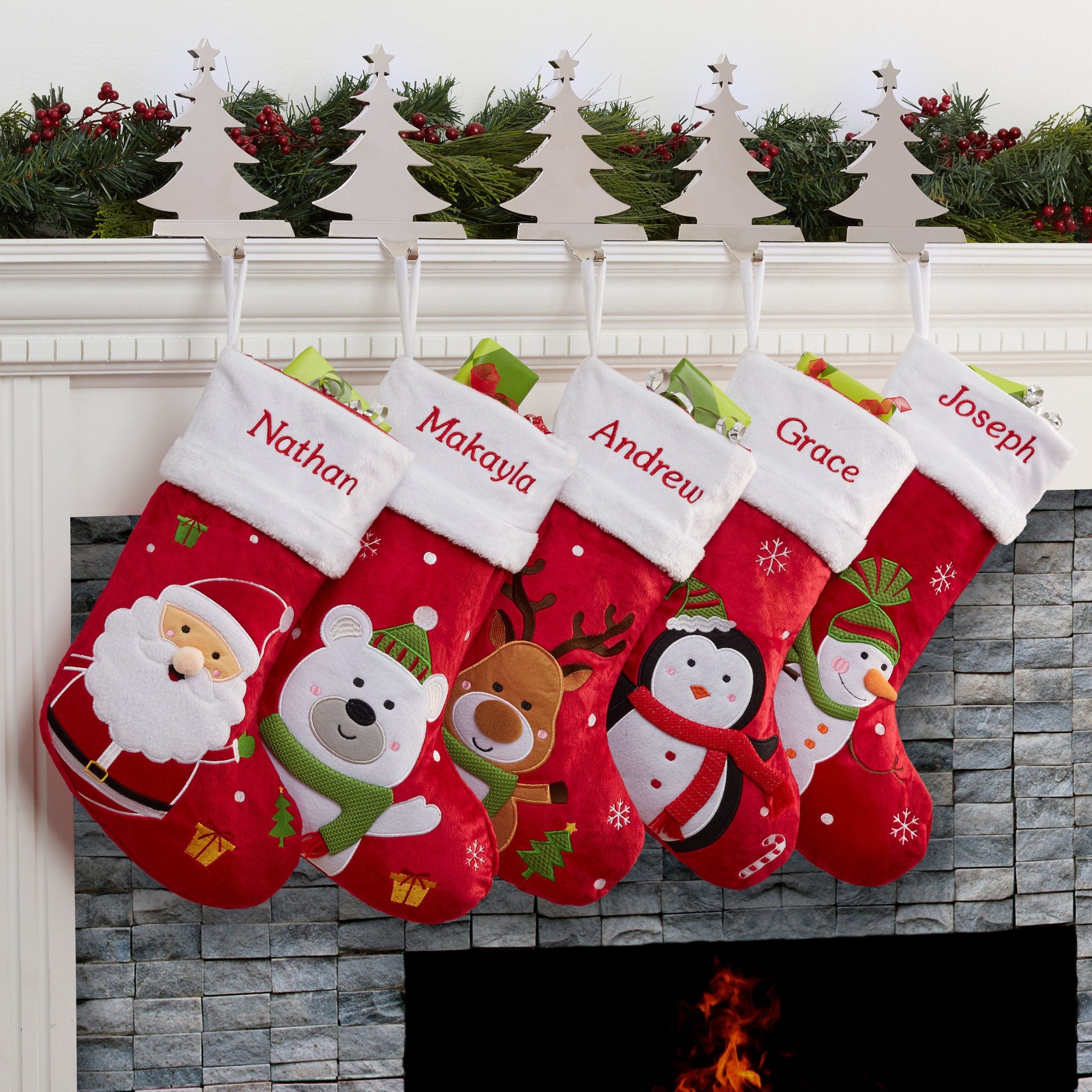 Santa Claus Lane Personalized Stocking Family Christmas Etsy
