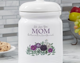 Floral Love For Mom Personalized Cookie Jar, Personalized Mother's Day Gifts, Personalized Home Decor, Personalized Gifts for Mom