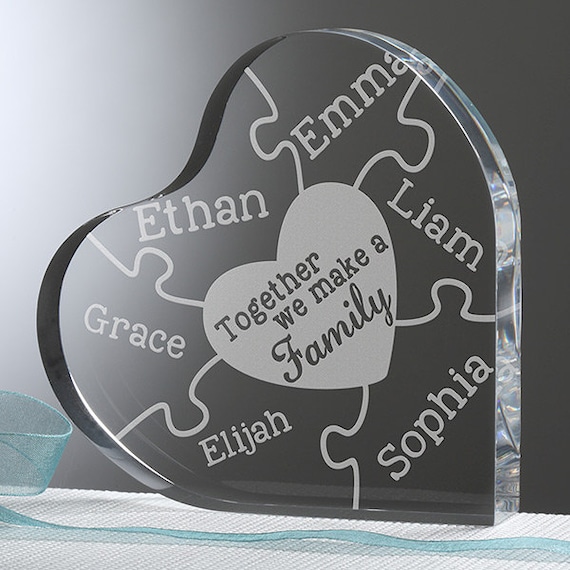Heart Shaped Personalized Acrylic Plaque - Custom Family Photo - Together  We Make A Family Puzzle