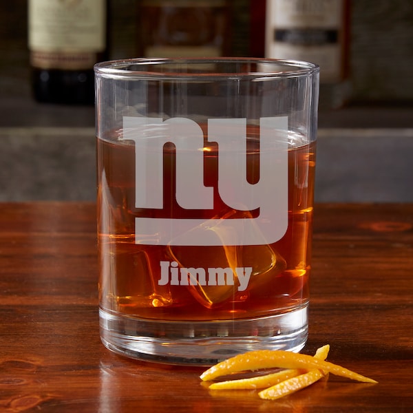 NFL New York Giants Engraved Old Fashioned Whiskey Glass, Gifts for Him, Football Gift, Father's Day Gifts, Gifts for Dad