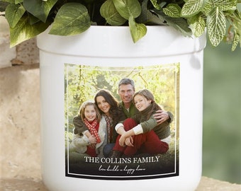Photo & Message For Family Personalized Outdoor Flower Pot, Grandparent's Day, Father's Day, Mother's Day, Gift for Him, Gift for Her, Photo