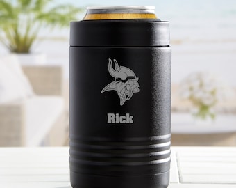 NFL Minnesota Vikings Personalized Stainless Insulated Can Holder, Sports Gift, Personalized Gift for Dad, Gifts for Him, Beer Gift