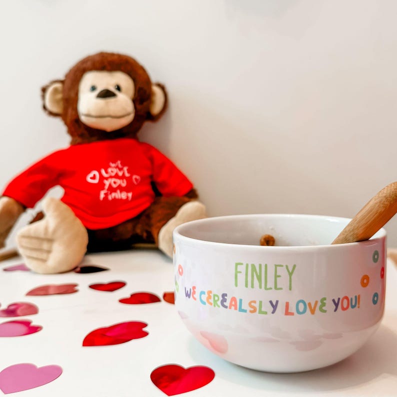 I Cerealsly Love You Personalized Kids Cereal Bowl, Valentine's Day Gifts for Kids, Children's Valentine's Day image 6