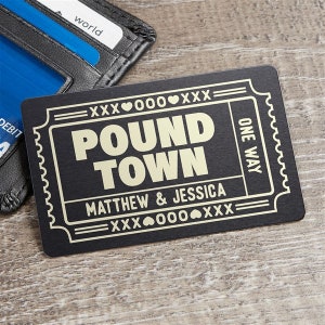 Pound Town Personalized Metal Wallet Card, Risque Valentine's Gift, Romantic Gifts, Valentine's Day, Couple's Gift, Boyfriend Gift