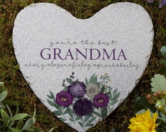 Floral Love For Grandma Personalized Garden Stone, Mother's Day Gifts, Personalized Gifts for Mom, Gifts for Her