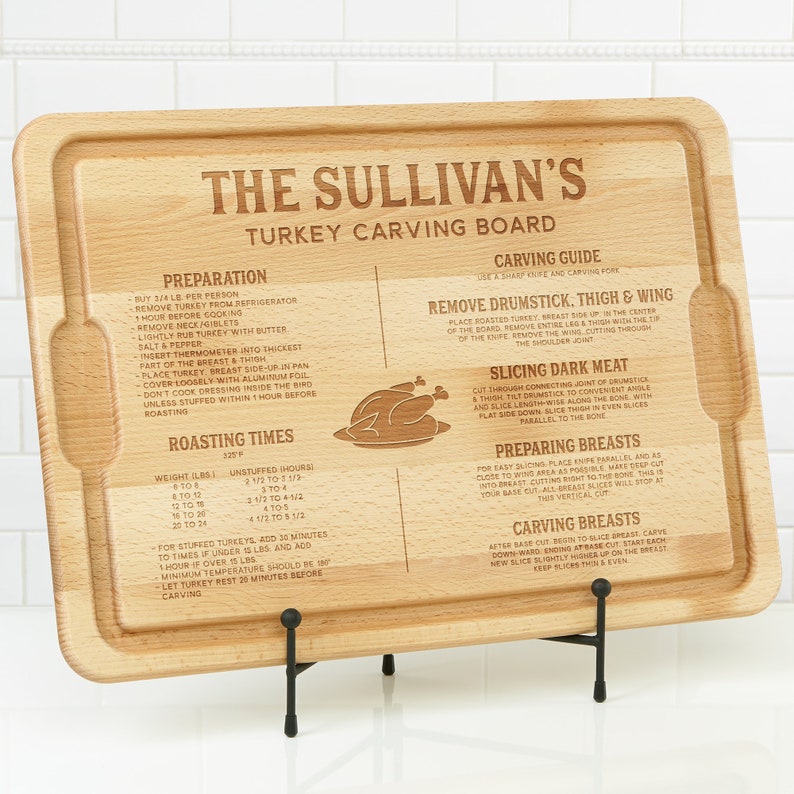 Turkey Carving Personalized Maple Cutting Board, New Home Gifts, Gifts for Couples, Thanksgiving Decor, Personalized Cutting Boards image 1