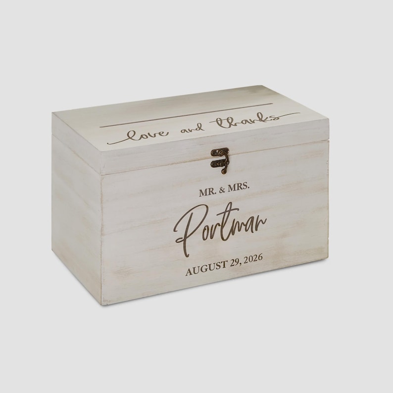 Classic Elegance Personalized Wedding Wood Card Box, Wedding Advice Box, Wedding Couples, Wedding Decorations, Personalized Gifts for Dad image 1