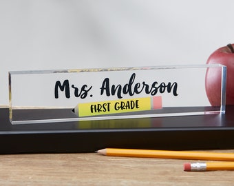 Teacher #1 Personalized Acrylic Name Plate, Gifts for Teachers, Teacher Gift, Teacher Appreciation, Office Desk Accessories, Office Gifts