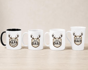 Personalized Hunting Coffee Mug – Custom Deer Antler Mug for Dad – Outdoorsman Coffee Cup Father’s Day Gift