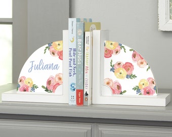 Floral Personalized Bookends, Gifts for Home, Gifts for Kids, Home Decor