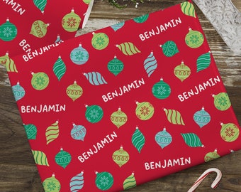 Retro Modern Ornament Personalized Wrapping Paper – Christmas Accessories – Christmas Wrapping Paper – Vintage Style Wrapping Paper