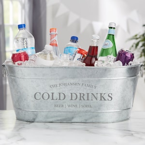 Family Market Personalized Galvanized Beverage Tub, Personalized Home Decor, Personalized Party Tub