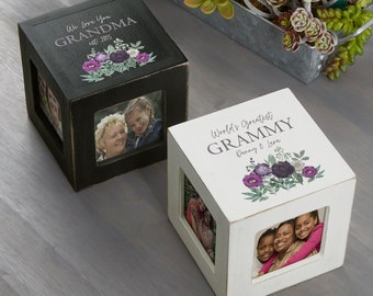 Floral Love Grandma Personalized Photo Cube, Personalized Gift for Grandma, Mother's Day Gift, Grandma Gift