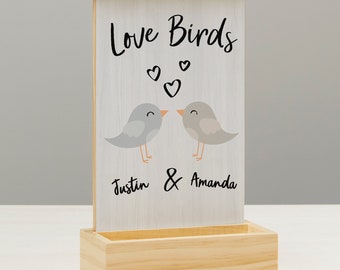 Personalized Love Birds Bird Feeder - Custom Couple Gift - Romantic Anniversary Garden Decor - Outdoor Wedding Keepsake - Valentines Day