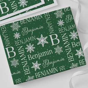 Christmas Snowflake Repeating Name Personalized Wrapping Paper – Custom Wrapping Paper – Christmas Wrapping Paper – Christmas Wrapping