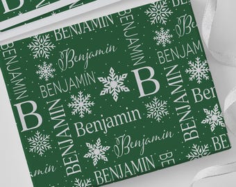 Christmas Snowflake Repeating Name Personalized Wrapping Paper – Custom Wrapping Paper – Christmas Wrapping Paper – Christmas Wrapping