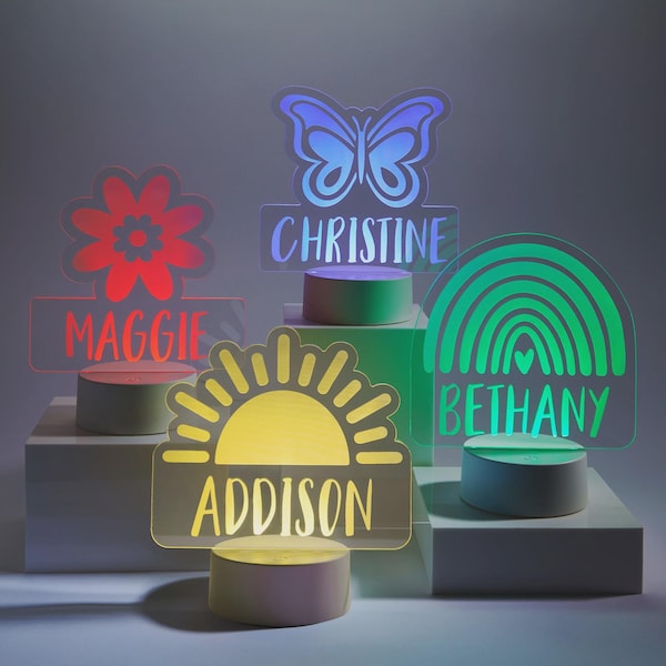 Watercolor Brights Personalized LED Sign – Name Sign – Kids Decor – Night Lights – Personalized Gifts for Kids – Name Night Light – Lighting