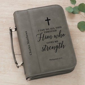 Heavenly Quotes Personalized Charcoal Bible Cover, Engraved Bible Cover, Religious Gift, Prayers, Bible Cover, Engraved Religious Gift