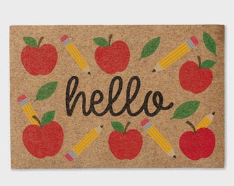Pencils Apples Teacher Doormat – Classroom Welcome Back to School Decor