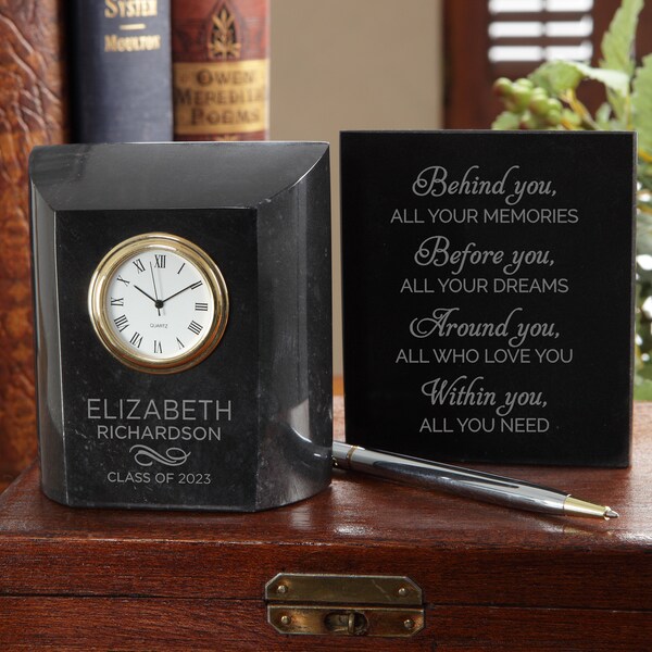 Behind You, Before You Personalized Graduation Marble Clock, Personalized Graduation Gifts, Gifts for Grad, Office Clock, Desk Clock