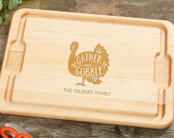 Gather & Gobble Personalized Cutting Board, New Home Gifts, Personalized Fall Decor, Engraved Cutting Boards, Personalized Home Decor